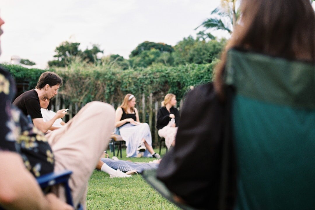 senior people chatting in garden