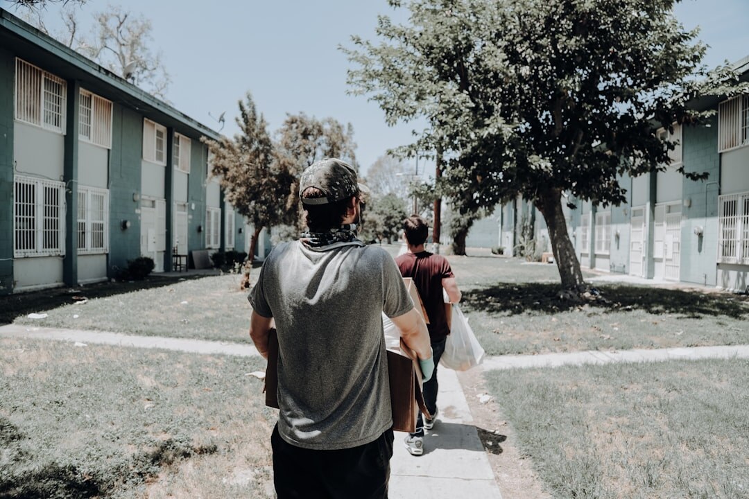 senior couple walking in neighborhood