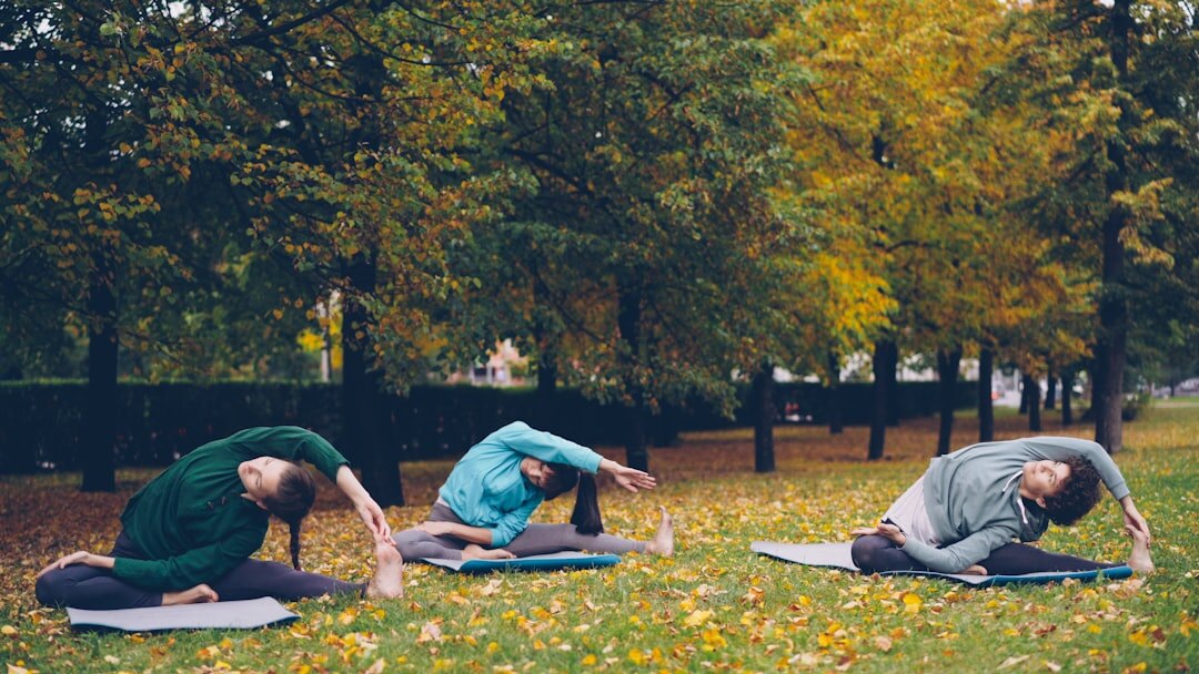 seniors doing yoga outside